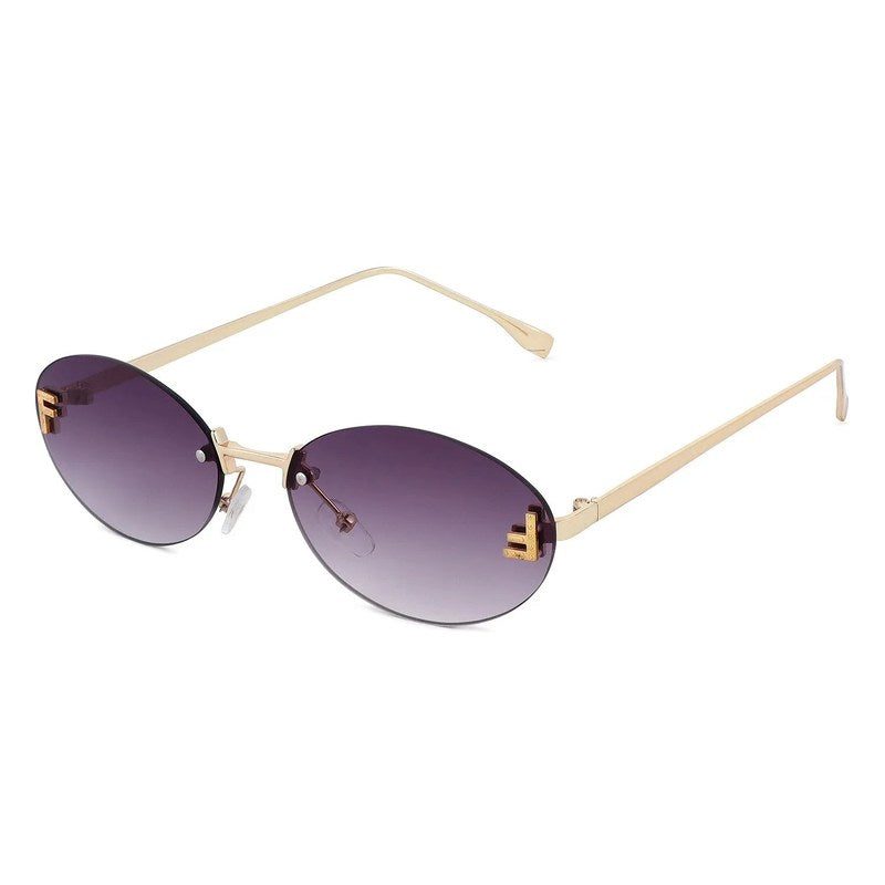 Quasar Gradient Purple Small Rim Less Oval Sunglasses for Women — Hashtag Eyewears