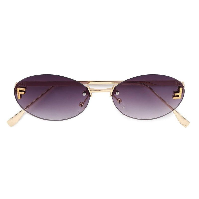 Quasar Gradient Purple Small Rim Less Oval Sunglasses for Women — Hashtag Eyewears