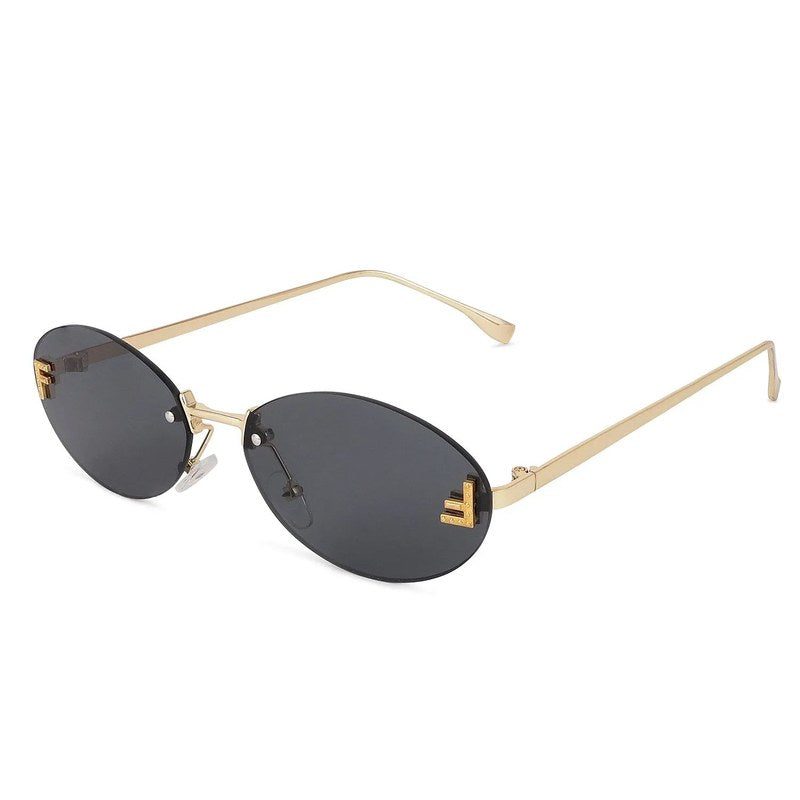 Quasar Grey Small Rim Less Oval Sunglasses for Women — Hashtag Eyewears