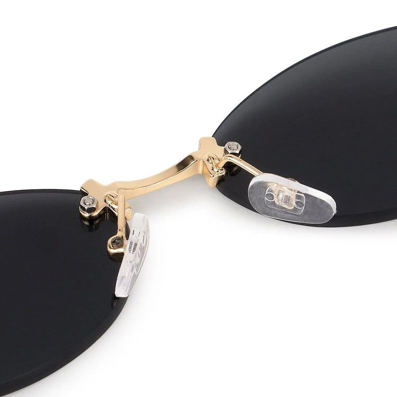 Quasar Grey Small Rim Less Oval Sunglasses for Women — Hashtag Eyewears