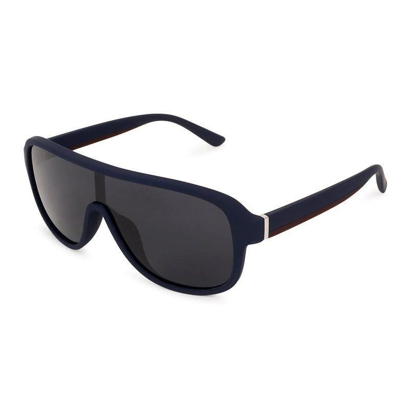 Quasor Blue Extra-Large Full Rim Shield Sports Sunglasses for Men & Women — Hashtag Eyewears