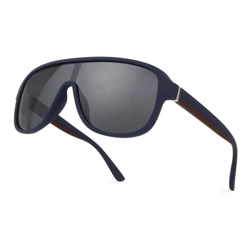 Quasor Blue Extra-Large Full Rim Shield Sports Sunglasses for Men & Women — Hashtag Eyewears