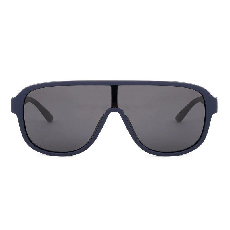 Quasor Blue Extra-Large Full Rim Shield Sports Sunglasses for Men & Women — Hashtag Eyewears