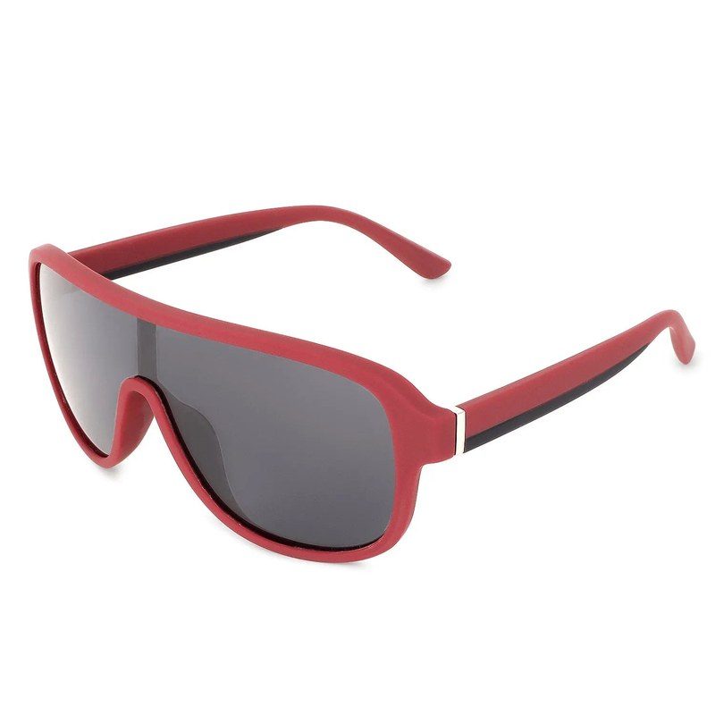 Quasor Red Extra-Large Full Rim Shield Sports Sunglasses for Men & Women — Hashtag Eyewears