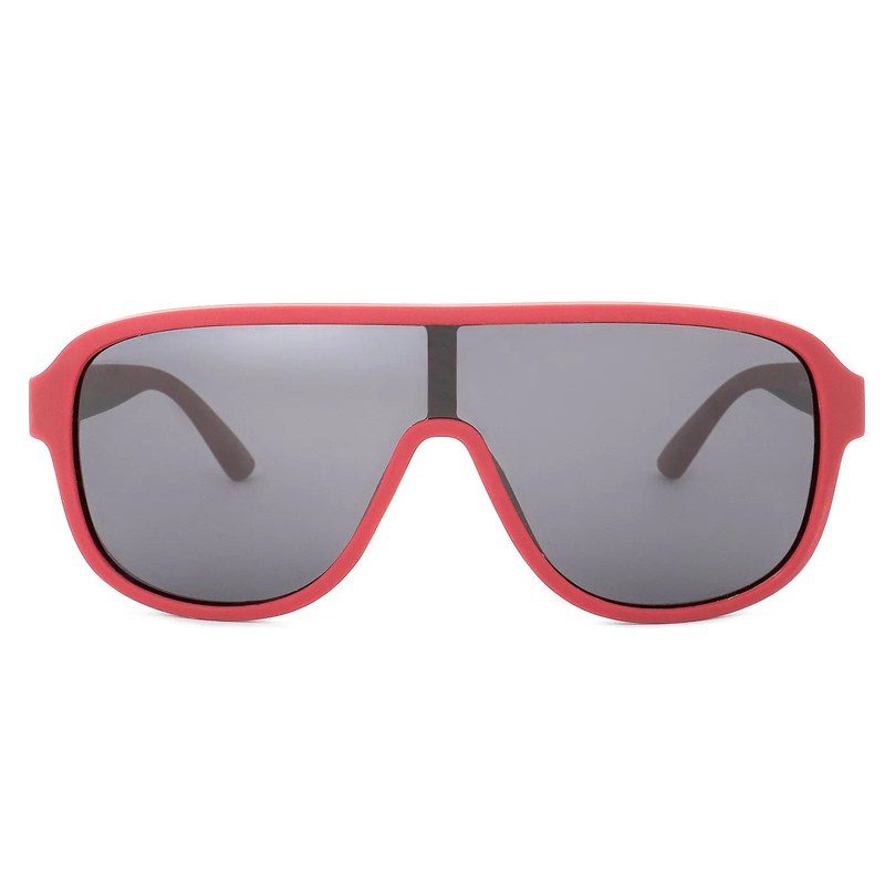 Quasor Red Extra-Large Full Rim Shield Sports Sunglasses for Men & Women — Hashtag Eyewears