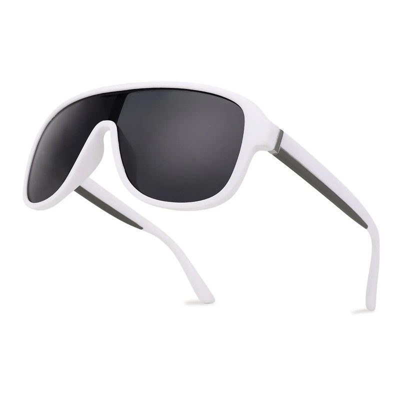 Quasor White Extra-Large Full Rim Shield Sports Sunglasses for Men & Women — Hashtag Eyewears