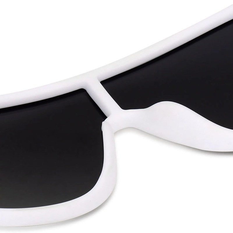 Quasor White Extra-Large Full Rim Shield Sports Sunglasses for Men & Women — Hashtag Eyewears