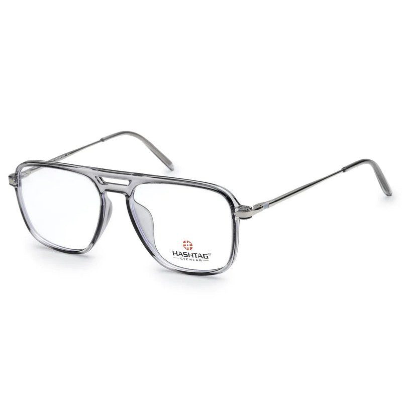 Radion Smoke Medium Full Rim Square with Spring Hinges Eyeglasses for Men & Women — Hashtag Eyewears