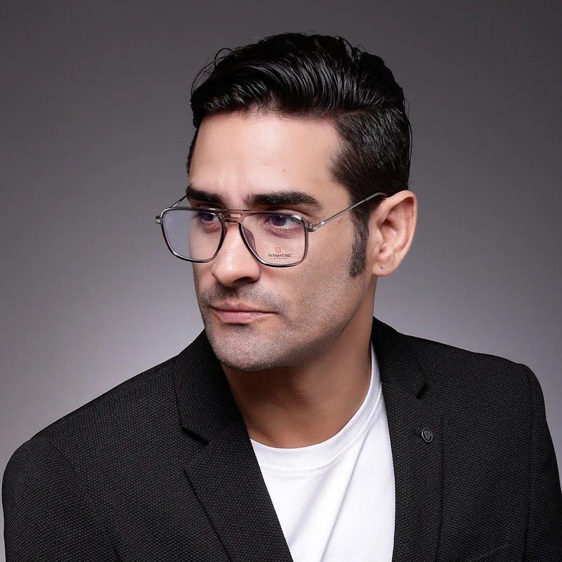 Radion Smoke Medium Full Rim Square with Spring Hinges Eyeglasses for Men & Women — Hashtag Eyewears