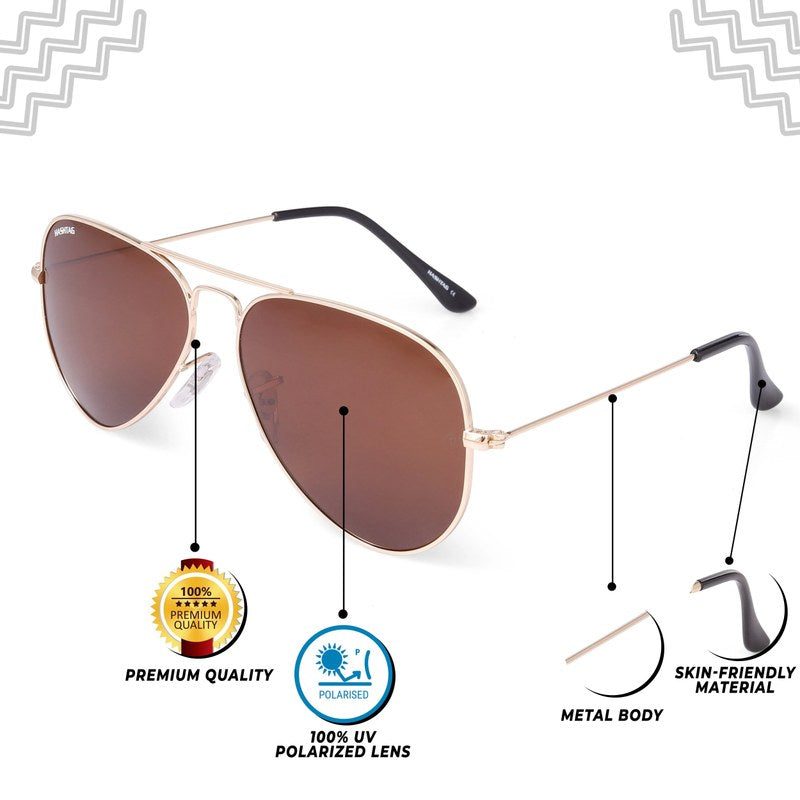Ravyon Brown Large Full Rim Aviator Sunglasses for Men & Women — Hashtag Eyewears