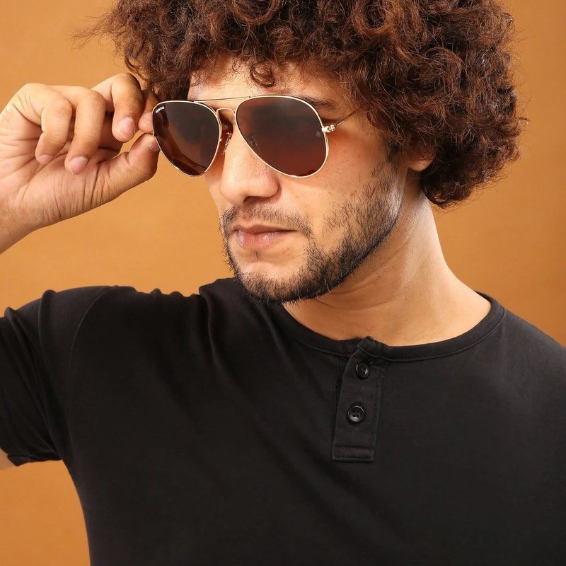 Ravyon Brown Large Full Rim Aviator Sunglasses for Men & Women — Hashtag Eyewears
