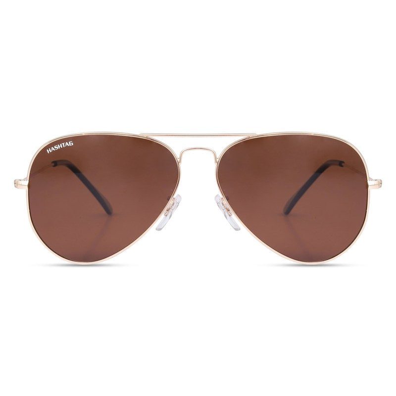 Ravyon Brown Large Full Rim Aviator Sunglasses for Men & Women — Hashtag Eyewears