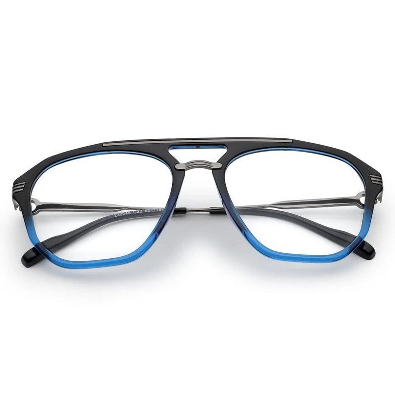 Ray-II Black Blue Medium Full Rim Square Eyeglasses for Men & Women — Hashtag Eyewears