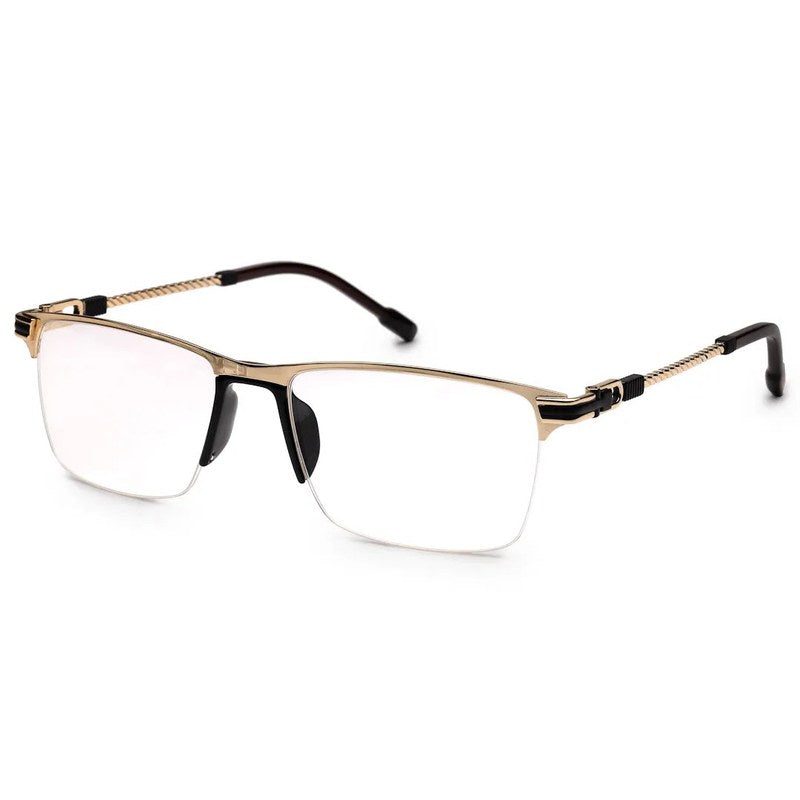 Ray-II Golden Medium Half Rim Square Eyeglasses for Men & Women — Hashtag Eyewears