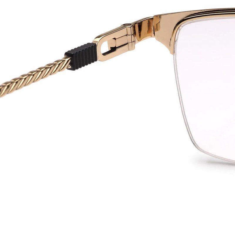 Ray-II Golden Medium Half Rim Square Eyeglasses for Men & Women — Hashtag Eyewears