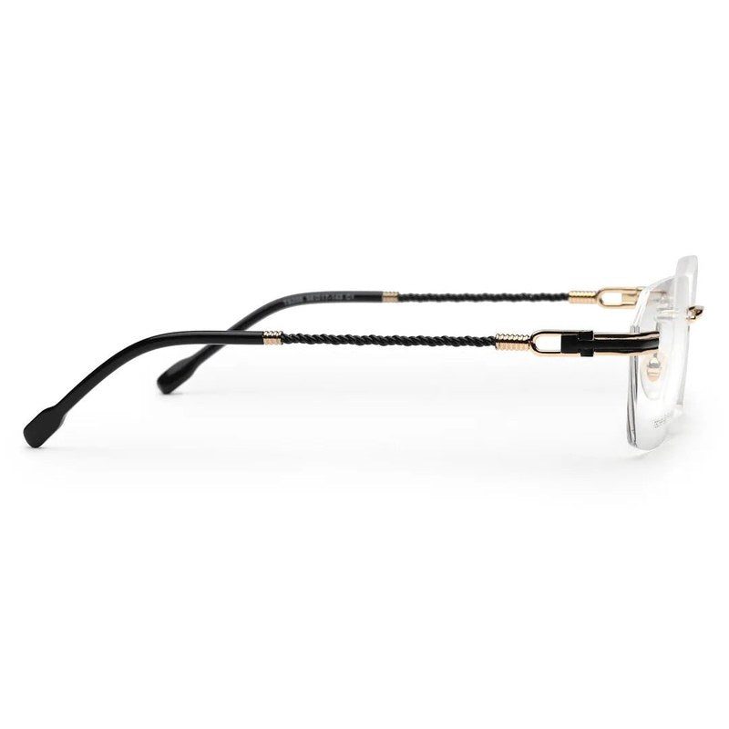 Ray-II Golden Medium Rim Less Square Eyeglasses for Men & Women — Hashtag Eyewears