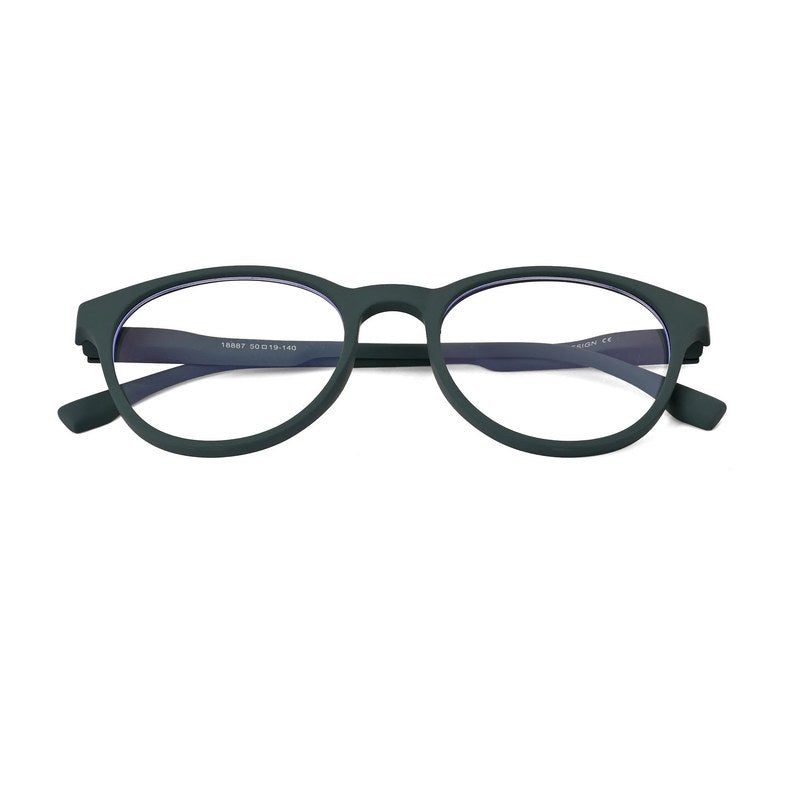RayBloc Olive Green Medium Full Rim OVAL Computer Glasses for Men & Women — Hashtag Eyewears