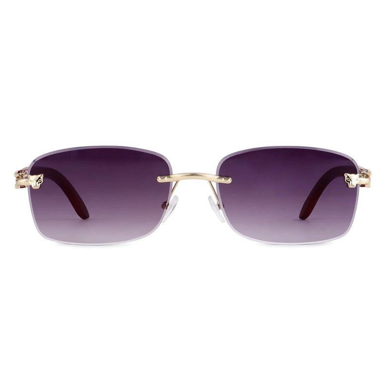 Raynor Gradient Purple Medium Rim Less Rectangle Sunglasses for Men & Women — Hashtag Eyewears
