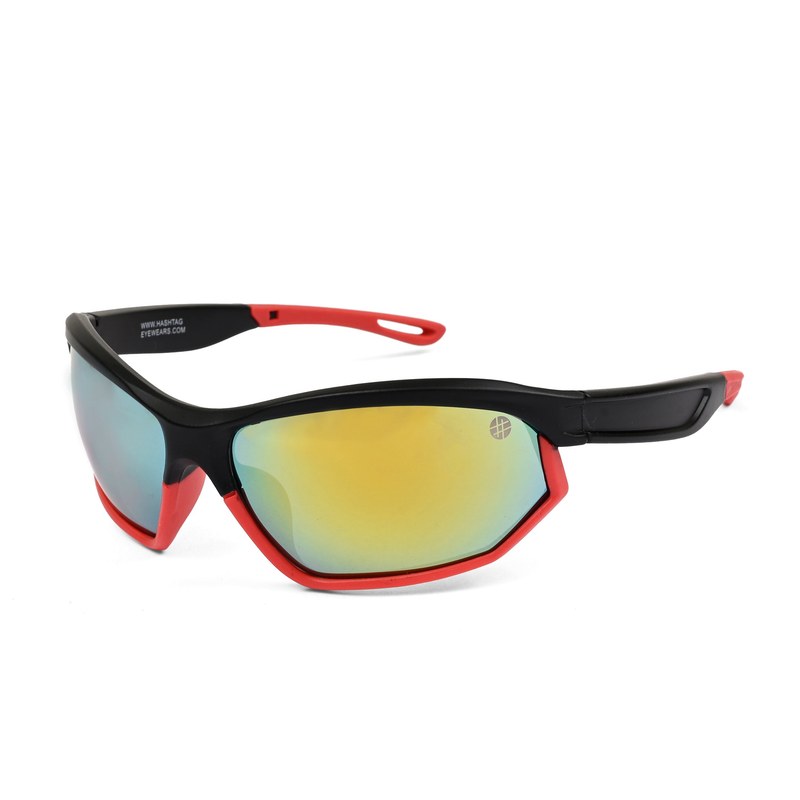 Raysen Black Medium Full Rim Wraparound Sports Sunglasses for Men & Women — Hashtag Eyewears