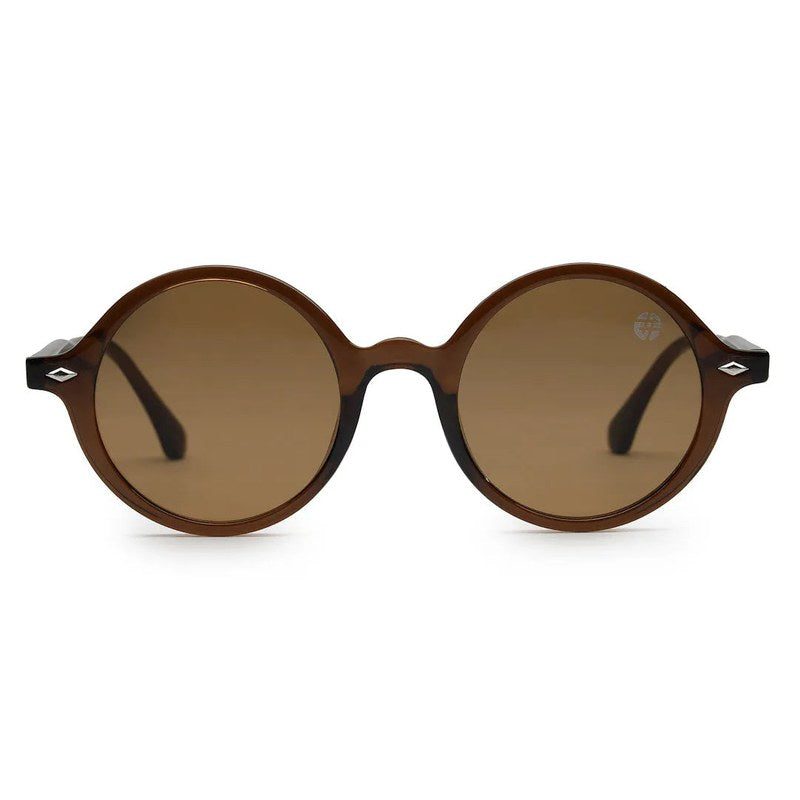 Retro Brown Medium Full Rim Round Sunglasses for Men & Women — Hashtag Eyewears