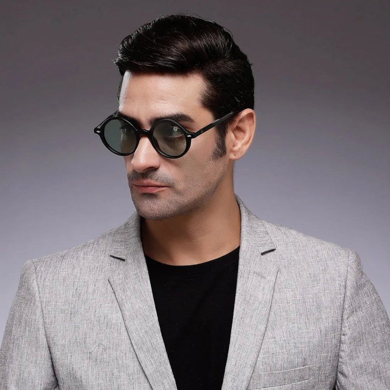 Retro Green Medium Full Rim Round Sunglasses for Men & Women — Hashtag Eyewears