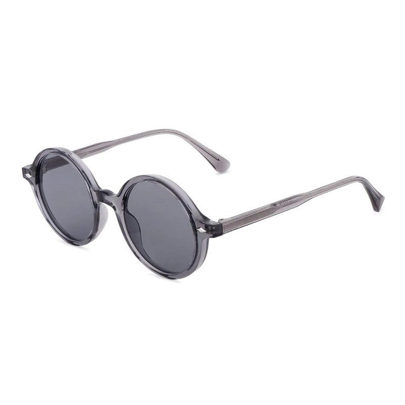 Retro Transparent Grey Medium Full Rim Round Sunglasses for Men & Women — Hashtag Eyewears
