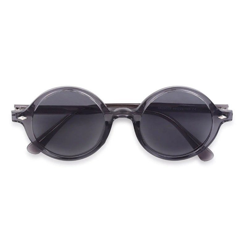 Retro Transparent Grey Medium Full Rim Round Sunglasses for Men & Women — Hashtag Eyewears