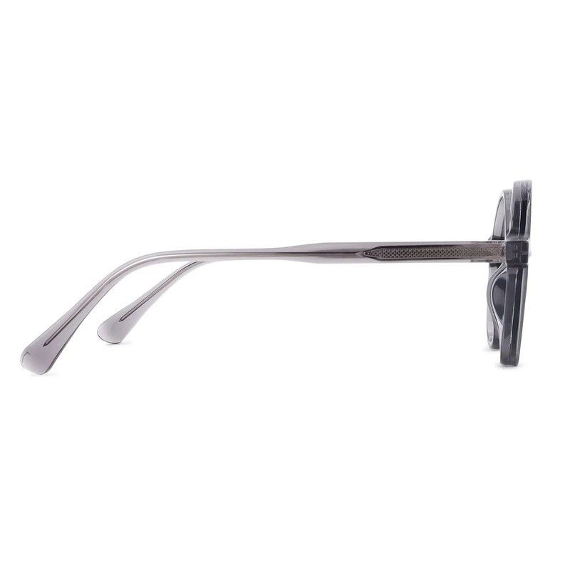 Retro Transparent Grey Medium Full Rim Round Sunglasses for Men & Women — Hashtag Eyewears