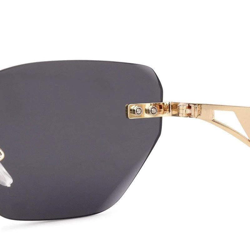 Rorion BLK Medium Rim Less Rectangle Sunglasses for Men & Women — Hashtag Eyewears
