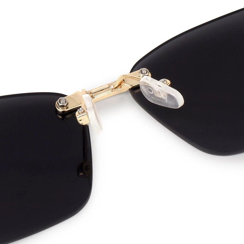 Rorion BLK Medium Rim Less Rectangle Sunglasses for Men & Women — Hashtag Eyewears