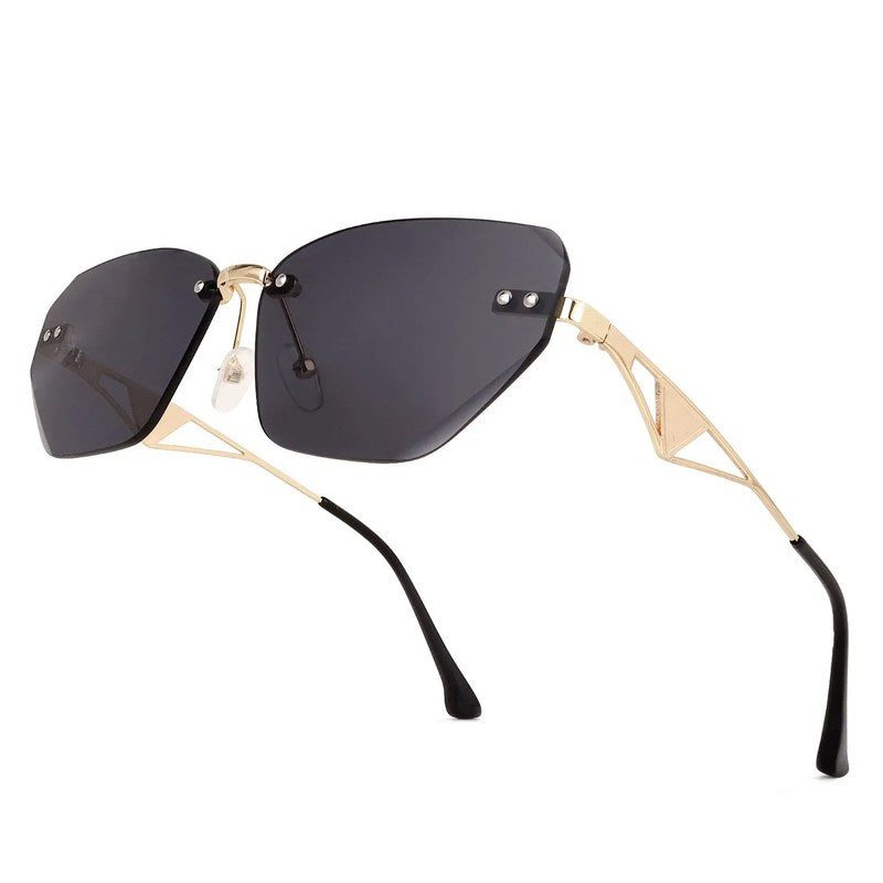 Rorion BLK Medium Rim Less Rectangle Sunglasses for Men & Women — Hashtag Eyewears