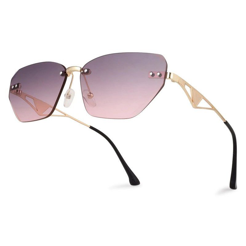 Rorion Gradient Grey & Pink Medium Rim Less Rectangle Sunglasses for Men & Women — Hashtag Eyewears