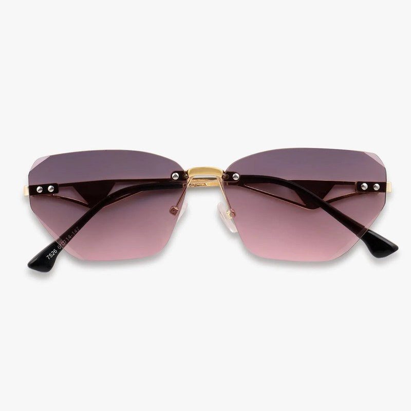 Rorion Gradient Grey & Pink Medium Rim Less Rectangle Sunglasses for Men & Women — Hashtag Eyewears