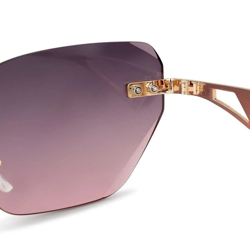 Rorion Gradient Grey & Pink Medium Rim Less Rectangle Sunglasses for Men & Women — Hashtag Eyewears