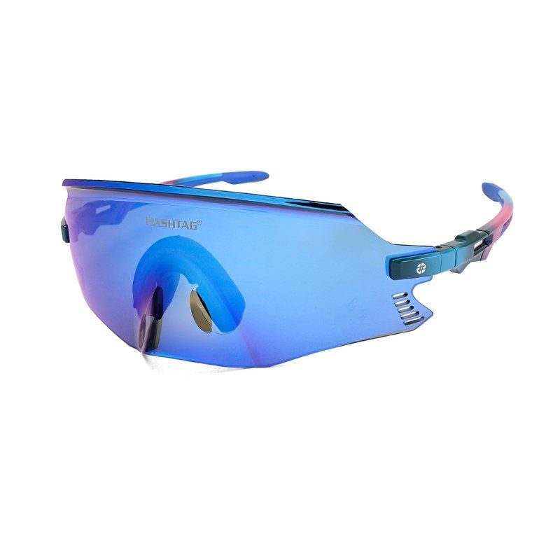 Saelor Blue Large Full Rim Shield Sports Sunglasses for Men & Women — Hashtag Eyewears