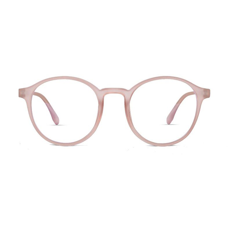Screenzy Baby Pink Medium Full Rim Round Computer Glasses for Men & Women — Hashtag Eyewears