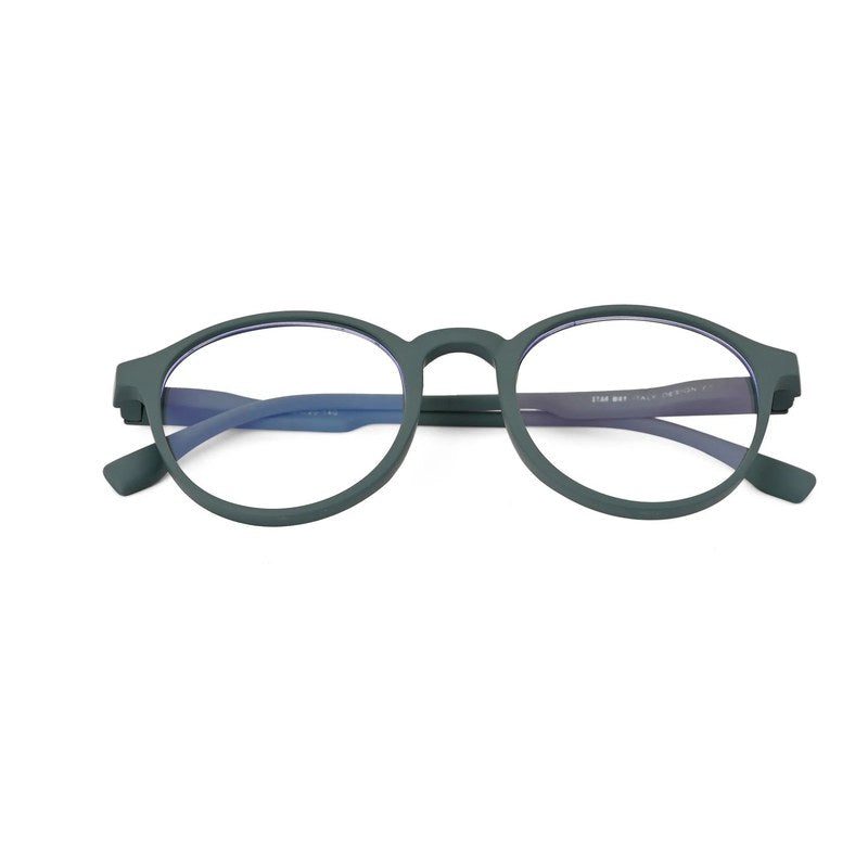 Screenzy Olive Green Medium Full Rim Round Computer Glasses for Men & Women — Hashtag Eyewears
