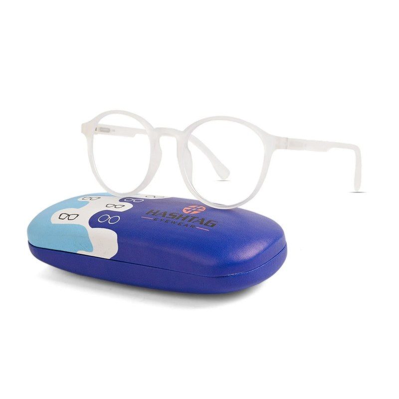 Screenzy Transparent Medium Full Rim Round Computer Glasses for Men & Women — Hashtag Eyewears