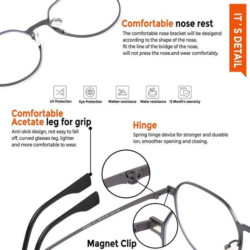 Seraph Grey Medium Full Rim Oval Clip-on for Men & Women — Hashtag Eyewears