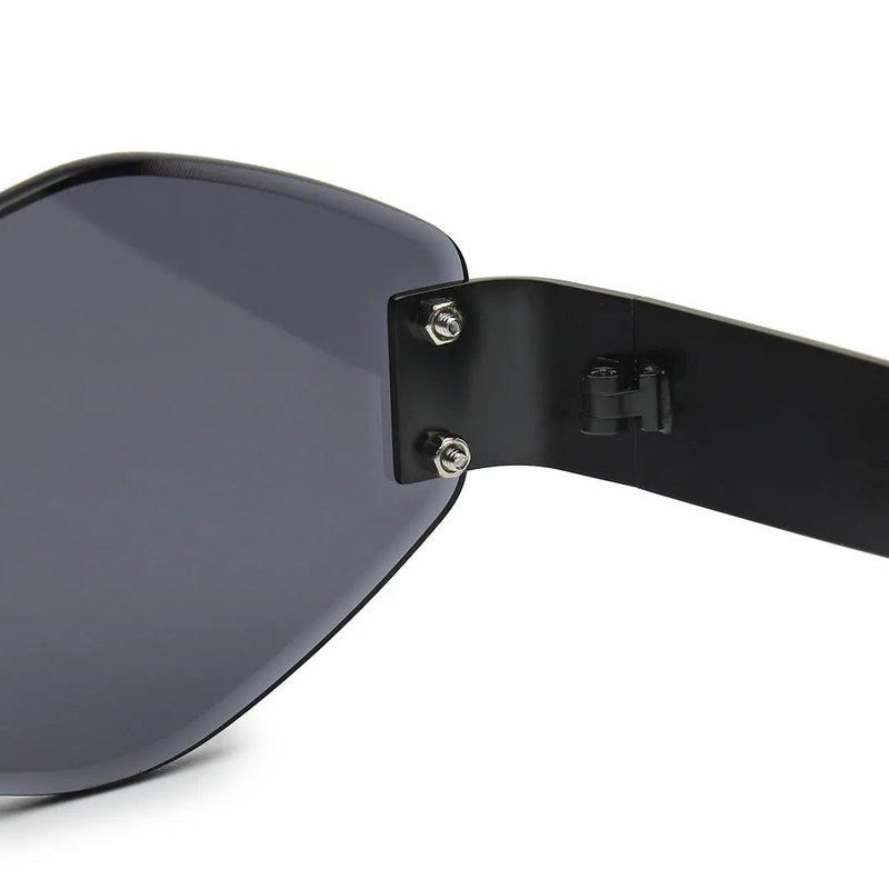 SEVA Black Medium Rim Less Diamond with Lock Side Hinges Sunglasses for Men & Women — Hashtag Eyewears