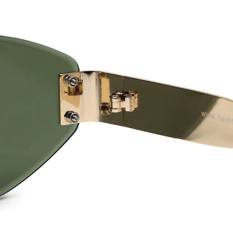 SEVA Golden Green Medium Rim Less Diamond with Lock Side Hinges Sunglasses for Men & Women — Hashtag Eyewears