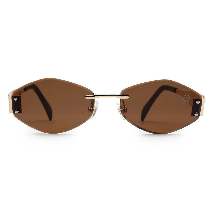 SEVA Golden Medium Rim Less Diamond with Lock Side Hinges Sunglasses for Men & Women — Hashtag Eyewears