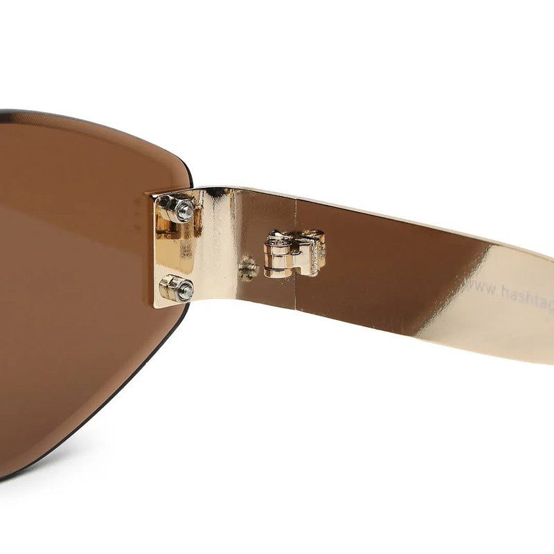 SEVA Golden Medium Rim Less Diamond with Lock Side Hinges Sunglasses for Men & Women — Hashtag Eyewears