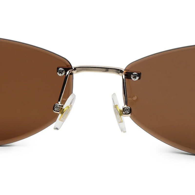 SEVA Golden Medium Rim Less Diamond with Lock Side Hinges Sunglasses for Men & Women — Hashtag Eyewears
