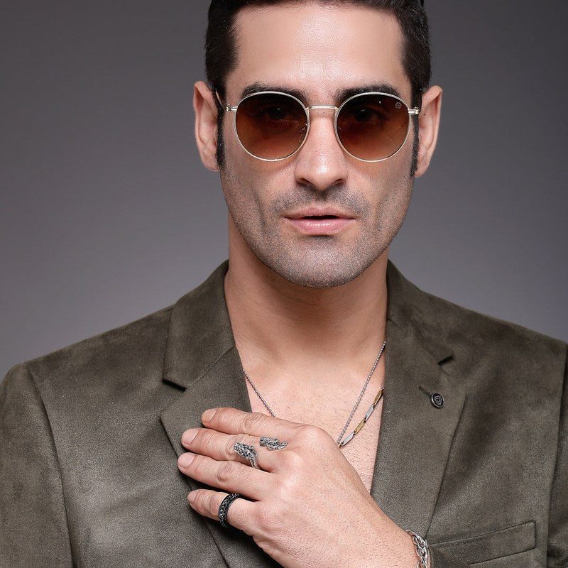 Solyra Brown Medium Full Rim Oval Sunglasses for Men — Hashtag Eyewears