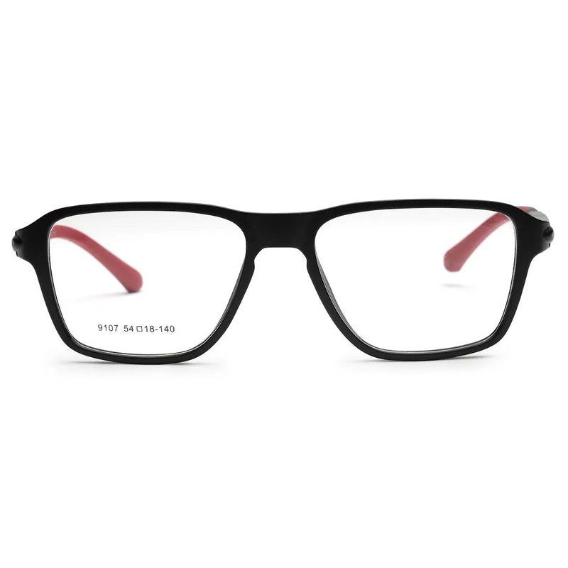 Sporty Black-Red Medium Full Rim Square Eyeglasses for Men & Women — Hashtag Eyewears