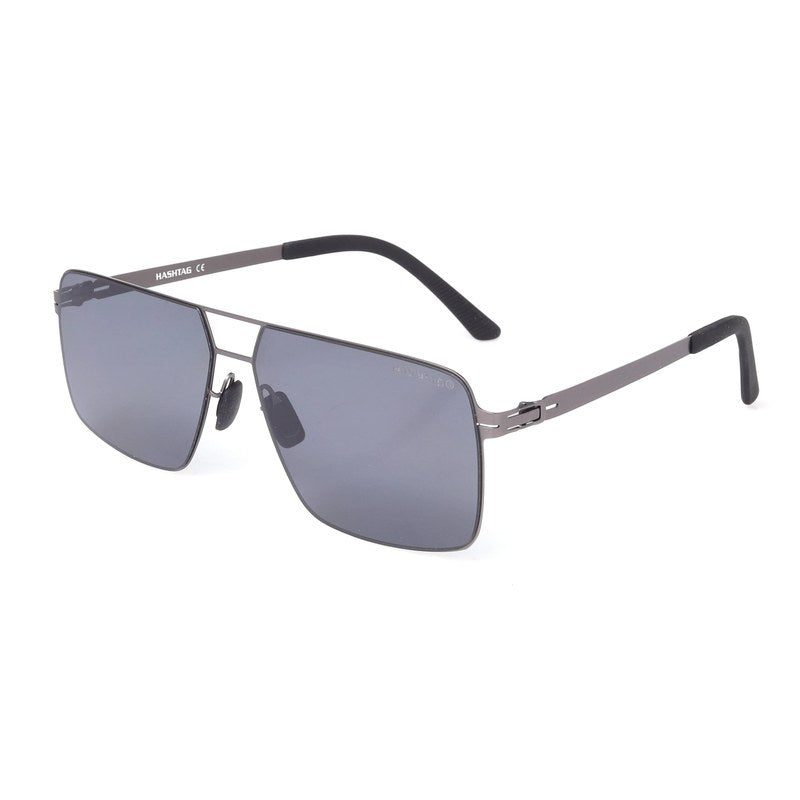 Starion Grey Medium Full Rim Rectangle Sunglasses for Men — Hashtag Eyewears