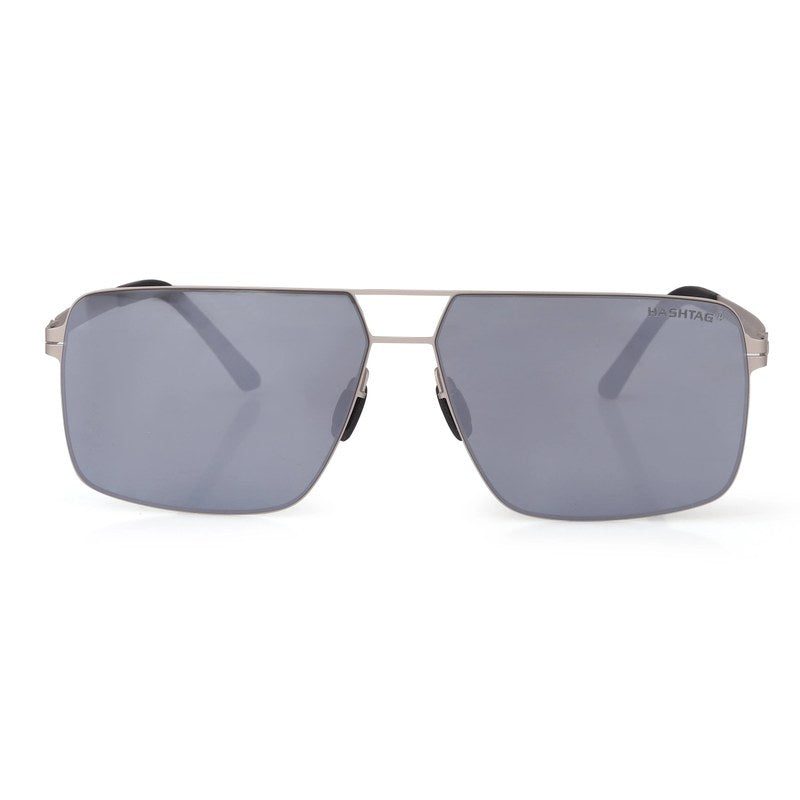 Starion Silver Medium Full Rim Rectangle Sunglasses for Men — Hashtag Eyewears