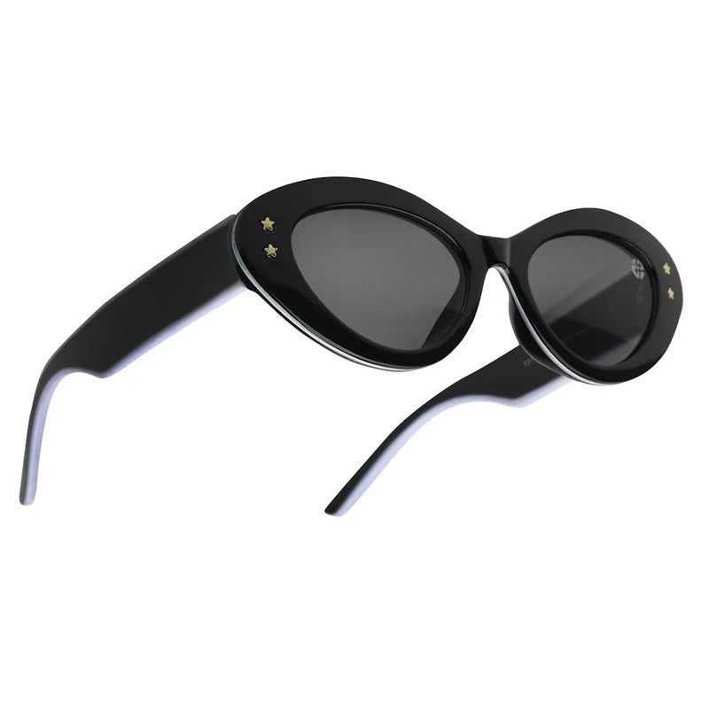 Sunshades Black & White Medium Full Rim Cateye Sunglasses for Men & Women — Hashtag Eyewears