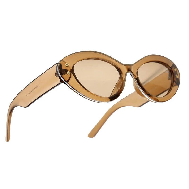 Sunshades Brown & White Medium Full Rim Cateye Sunglasses for Men & Women — Hashtag Eyewears